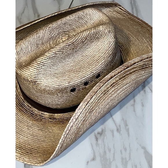 Summit Hats Straw Cowboy Hat Western Palm Leaf Style Leather Band Chin Strap - Picture 6 of 11